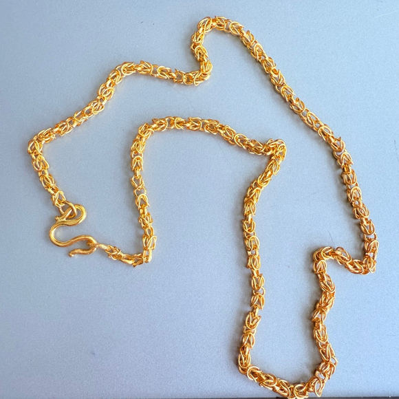 Estate Pure 9999 24k Solid Yellow Gold 4mm Byzantine Chain Link Necklace 20.5” - Picture 7 of 7